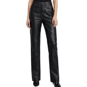 Vintage Gap Leather Pants Y2K Bootcut Mid Rise Button Closure Black Large 26"